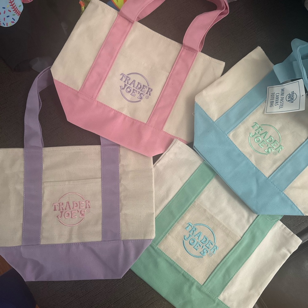 Canvas Tote Bag Collection - Pink, Purple, Green, Blue